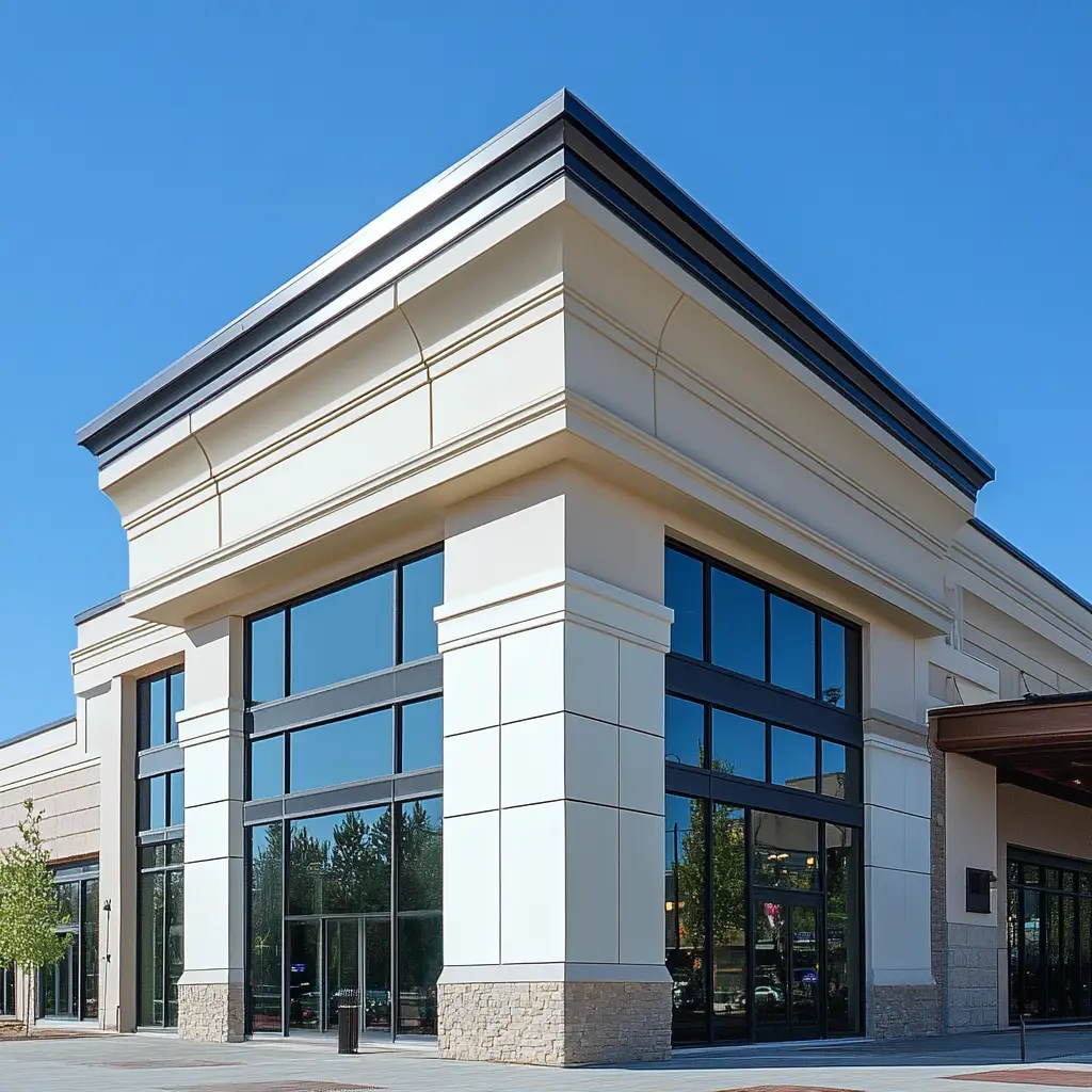 An image of newly installed EIFS